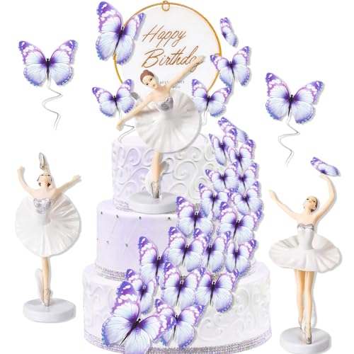 24 Stück Balletttänzerin Tortendekoration, Ballerina-Kuchenaufsatz Figuren, Schmetterlinge Mädchen Kuchen Topper, Geburtstag Party Schmetterlinge Geburtstagstorten Dekoration 24 Stück Balletttänzerin Tortendekoration, Ballerina-Kuchenaufsatz Figuren, Schmetterlinge Mädchen Kuchen Topper, Geburtstag Party Schmetterlinge Geburtstagstorten Dekoration von Huaxintoys