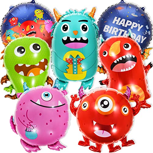 Alien Monster Geburtstags Deko Luftballon, 7 Stück Monster Heliumballons Geburtstagsdeko, Monster Folienballon Alien Theme für Kinder Geburtstagsparty Deko von Huaxintoys