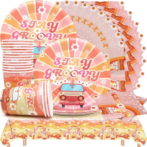 Huaxintoys Boho Regenbogen Party Geschirr, Groovy Birthday Party Supplies, Pappteller, Servietten, Tischdecke, Tassen, 53 Stück Partygeschirr Geburtstag Deko, für 16 Gäste Huaxintoys Boho Regenbogen Party Geschirr, Groovy Birthday Party Supplies, Pappteller, Servietten, Tischdecke, Tassen, 53 Stück Partygeschirr Geburtstag Deko, für 16 Gäste von Huaxintoys
