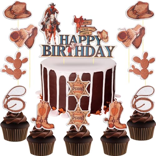 Huaxintoys 13 Stück Cowboy Tortendeko Geburtstag, Happy Birthday Tortendeko, Western Tortenaufleger, Western Kuchen Topper mit Cowboy-Elemente Geburtstag Dekoration Huaxintoys 13 Stück Cowboy Tortendeko Geburtstag, Happy Birthday Tortendeko, Western Tortenaufleger, Western Kuchen Topper mit Cowboy-Elemente Geburtstag Dekoration von Huaxintoys