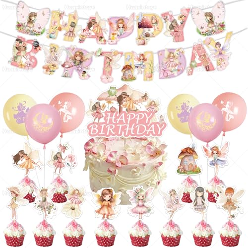 Huaxintoys 32 Stück Fee Cake Topper, Fee Geburtstag Party Dekorationen, Torten deko Feen, Elfen Fee Geburtstag cake Toppers, Dekorationen für Mädchen Geburtstage von Huaxintoys