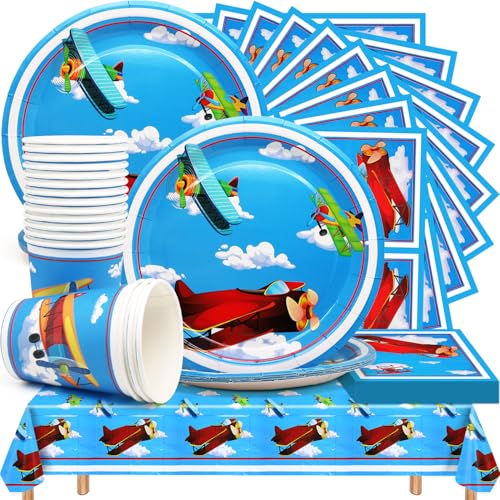 Huaxintoys 53 Stück Flugzeug Thema Partygeschirr, Flugzeuge Party Deko Set ,Papier Airplane Party Supplies Dekorationen, Pappbecher,Teller,Servietten,Tischtuch,Geschirr für Kinder Party Geburtstag Huaxintoys 53 Stück Flugzeug Thema Partygeschirr, Flugzeuge Party Deko Set ,Papier Airplane Party Supplies Dekorationen, Pappbecher,Teller,Servietten,Tischtuch,Geschirr für Kinder Party Geburtstag von Huaxintoys
