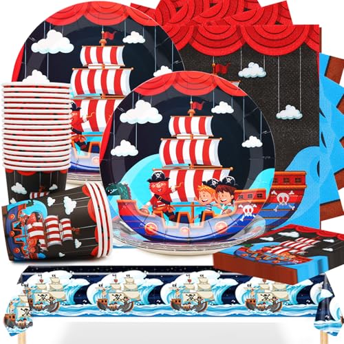 Huaxintoys 61 Stück Piraten Partygeschirr Set, Geschirr Party Kleiner Pirat,Geburtstag Pappbecher Pappteller Servietten Tassen Papiergeschirr,Pirate Geburtstag deko,Piraten Kinder geburtstag deko Set Huaxintoys 61 Stück Piraten Partygeschirr Set, Geschirr Party Kleiner Pirat,Geburtstag Pappbecher Pappteller Servietten Tassen Papiergeschirr,Pirate Geburtstag deko,Piraten Kinder geburtstag deko Set von Huaxintoys