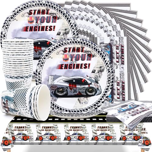 Huaxintoys Racing Party Tableware Decorations, 61 Piece Racing Decoration Birthday Set Including Dessert Plates, Cups, Napkins and Tablecloth for Racing Car Party Decoration Table Decoration Huaxintoys Racing Party Tableware Decorations, 61 Piece Racing Decoration Birthday Set Including Dessert Plates, Cups, Napkins and Tablecloth for Racing Car Party Decoration Table Decoration von Huaxintoys