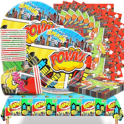 Superhelden Partygeschirr Set - Superhelden Party Teller Set Enthalten 20 Teller 7in, 20 Becher 9Oz, 20 Servietten und 1 Tischdecke für Geburtstags Kinder Jungen Mädchen Party Dekorationen Superhelden Partygeschirr Set - Superhelden Party Teller Set Enthalten 20 Teller 7in, 20 Becher 9Oz, 20 Servietten und 1 Tischdecke für Geburtstags Kinder Jungen Mädchen Party Dekorationen von Huaxintoys