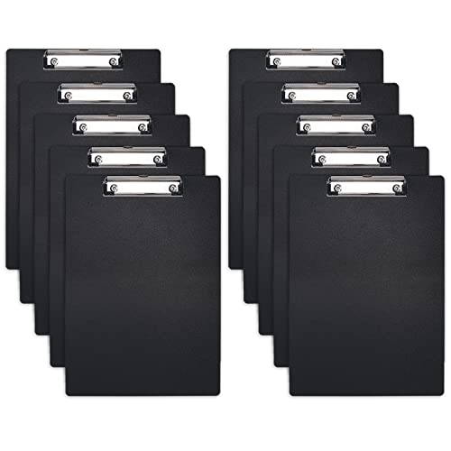 HUAYANG 10 Stück Klemmbrett A4, Clipboard Set Schreibbrett mit Metallclips Klemmbrett Schwarz Zwischenablage für Notizen, Formulare, Dokumente und Schule, Büro, Menü, Klassenzimmer, Malerei von HUAYANG