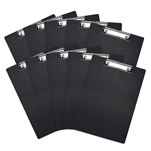 HUAYANG 10 Stück Klemmbrett Schreibbrett, A5 Clipboard Set mit Metallclips Klemmbrett Schwarz Zwischenablage für Notizen, Formulare, Dokumente und Schule, Büro, Menü, Klassenzimmer, Malerei von HUAYANG