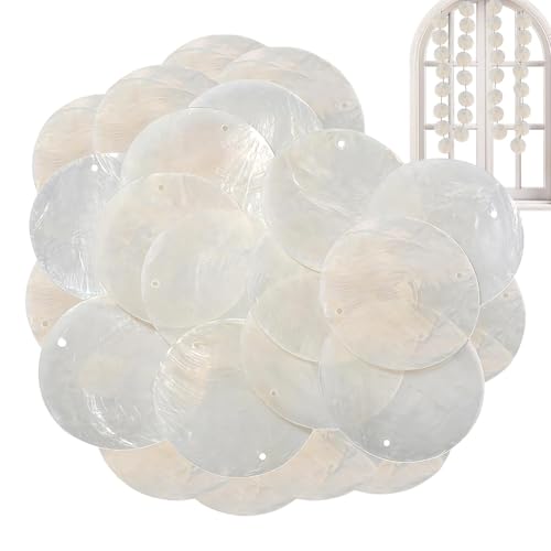 100 Stück Perlmuttscheiben Zum Basteln Mit Loch, Flache Runde Muscheln, Muschel Kette Girlande Hänge Deko, Für Fenster Oder Deko Wohnzimmer Garten Dekoration Und Schmuckherstellung 100 Stück Perlmuttscheiben Zum Basteln Mit Loch, Flache Runde Muscheln, Muschel Kette Girlande Hänge Deko, Für Fenster Oder Deko Wohnzimmer Garten Dekoration Und Schmuckherstellung von Huayeex