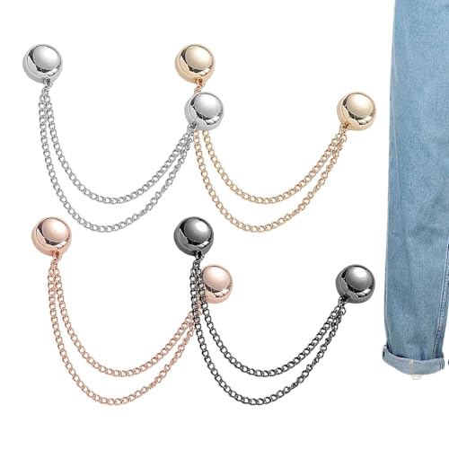 4 Stück Multifunktionale Magnetische Kleider-Clips, Kopftuch-Dornschließe, Magnetischer Schnappverschluss, Hijab-Magnete Mit Kette, Ausschnitt Verkleinern Clip, Bekleidungs Zubehör Für Hemden Kleidung von Huayeex