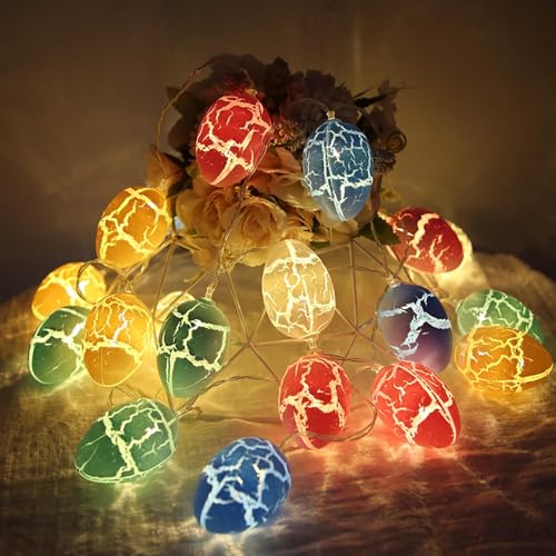 Huayifa Ostern Lichterketten, ostereier,mit 2m 10LED Geknackt Ei String Licht,Happy Easter Osterdeko,Ostern Party Dekoration，osterdeko(B) von Huayifa