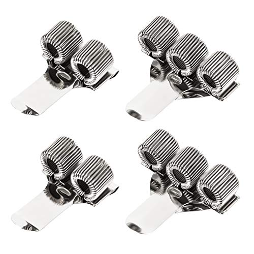 4 Stück Stifthalter Clips Metall Stifthalter Edelstahl Stifthalter Clip Stiftschlaufe mit Taschenclip Mangan Stifthalter Organizer für Kühlschrank Notizbuch Hemd Buch Silber(2 Löcher/3 Löcher) von Huayue