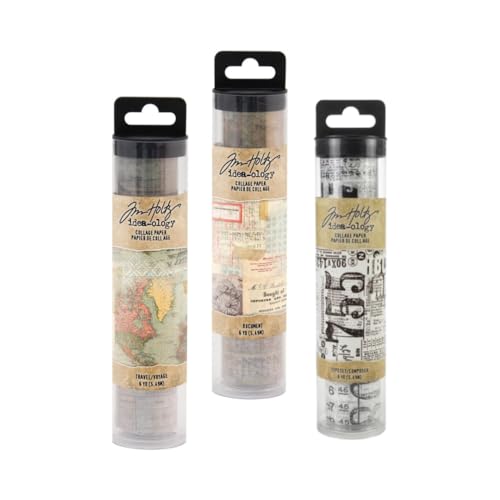 Tim Holtz Idea-Ology Collage-Papierrollen – Dokument, Reisen und Schriftsatz – Bündel mit drei Rollen Tim Holtz Idea-Ology Collage-Papierrollen – Dokument, Reisen und Schriftsatz – Bündel mit drei Rollen von Hubshop