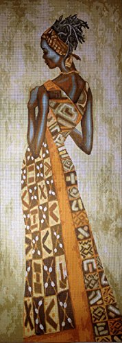 Hudemas Gobelin Stickbild Stickpackung Afrikanische Frau halber Kreuzstich 25x70cm. inkl. Sticktwist cod.398 von Hudemas