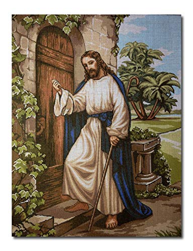 Hudemas Gobelin Stickbild Stickpackung Der Besuch von Jesus halber Kreuzstich 30x40cm. inkl. Sticktwist cod.105 von Hudemas