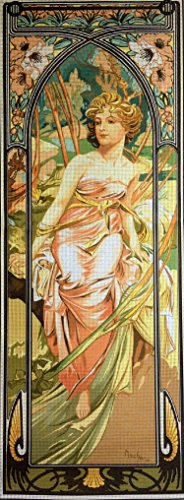 Hudemas Komplette Gobelin Stickpackung Gemälde von Mucha halber Kreuzstich inkl.Sticktwist 25x70 cm (331) von Hudemas