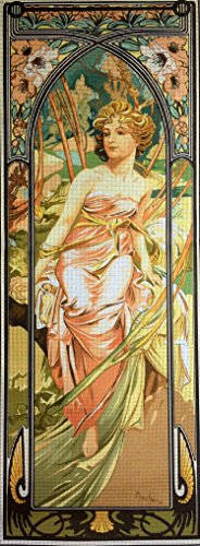 Hudemas Komplette Gobelin Stickpackung Gemälde von Mucha halber Kreuzstich inkl.Sticktwist 25x70 cm (331) von Hudemas