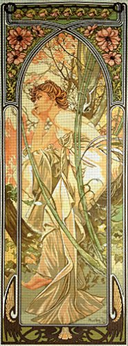 Hudemas Komplette Gobelin Stickpackung Gemälde von Mucha halber Kreuzstich inkl.Sticktwist 25x70 cm (333) von Hudemas