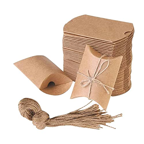 100 Stück Jahrgang Kraft Papier Geschenkbox, Kraftpapier Tüten Geschenkbox, Klein Geschenkschachtel Kraftpapier, Vintage Geschenkkarton Klein, Kraft Papier Geschenk Box für Weihnachten, Süßigkeiten von Hudiepan