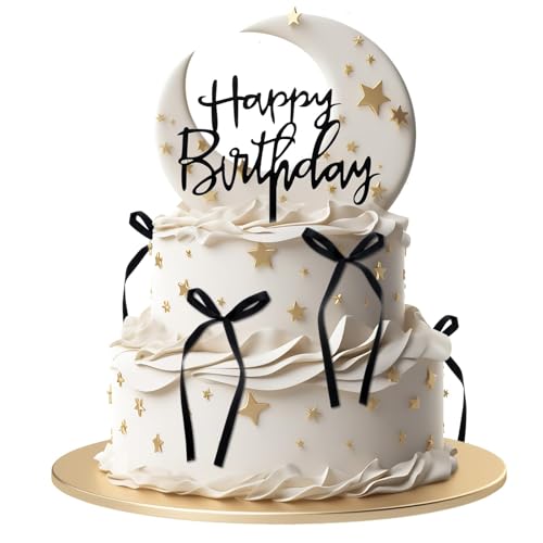 7 Stück Tortenaufsatz mit Schleife, Schleifenband Bögen Tortenaufleger, Band Bowknot Kuchen Dekoration, Schleife Torte Dessert Picks für Dekorationen Braut Babydusche Geburtstag Hochzeit (Schwarz) von Hudiepan