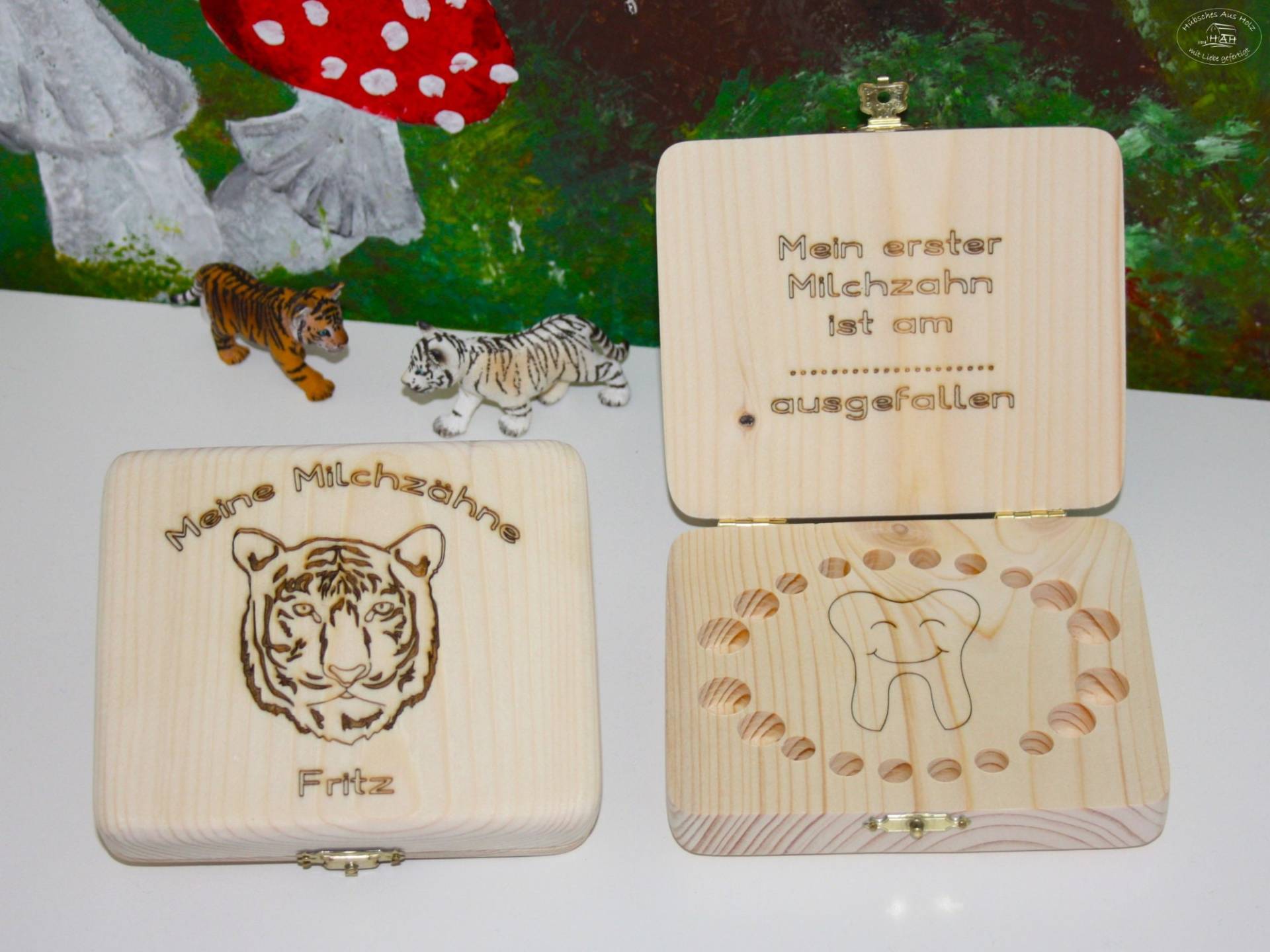 Milchzahnbox Tiger Aus Holz, Personalisiert/Milchzahndose Holz Zahndose Zahnbox Holzbox Zähne, Geschenk Zahnfee Milchzahnbox Tiger Aus Holz, Personalisiert/Milchzahndose Holz Zahndose Zahnbox Holzbox Zähne, Geschenk Zahnfee von HuebschesAusHolz