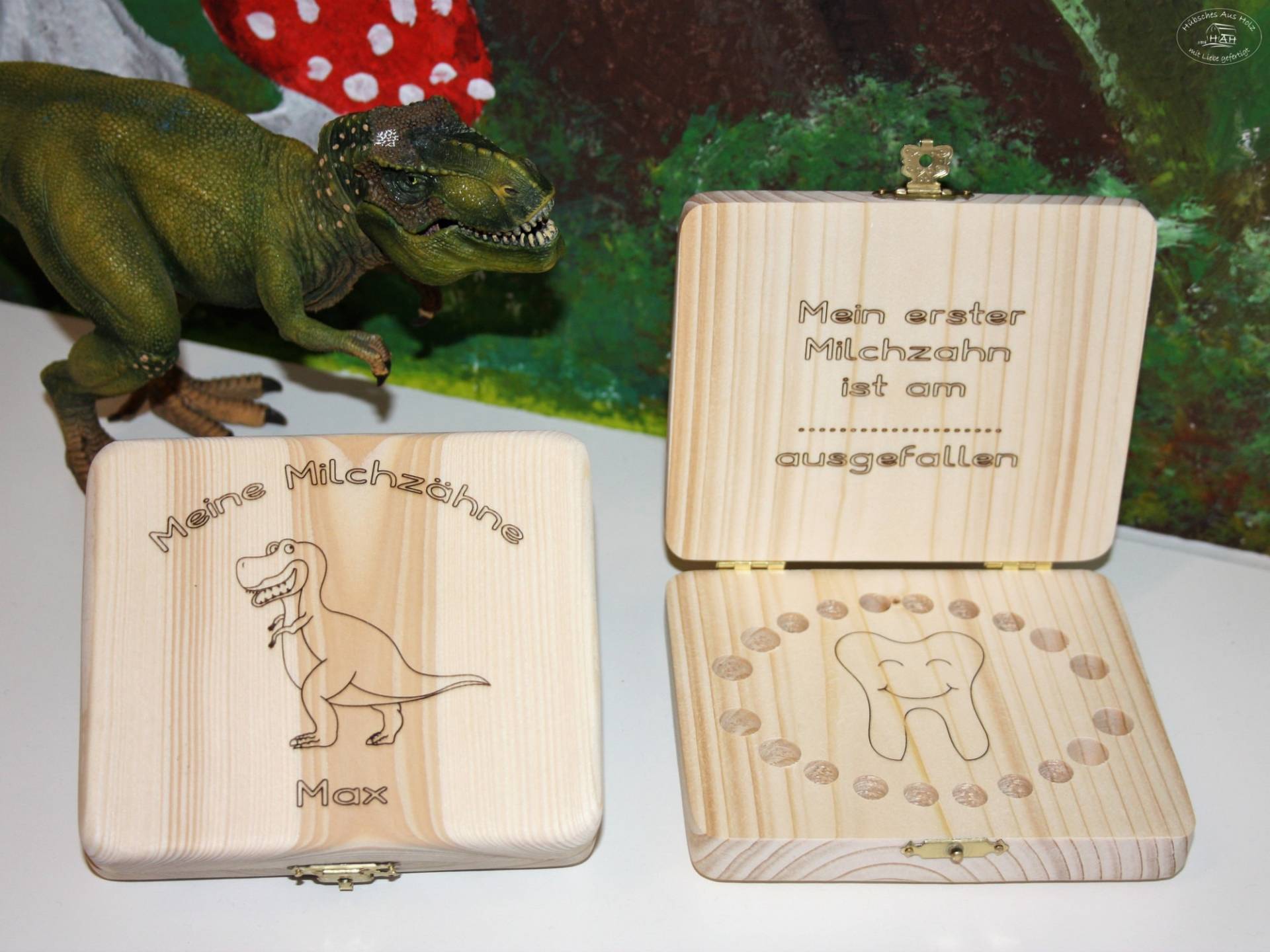 Zahnbox/Zahndose Dino, Personalisiert Zahnbox/Zahndose Dino, Personalisiert von HuebschesAusHolz