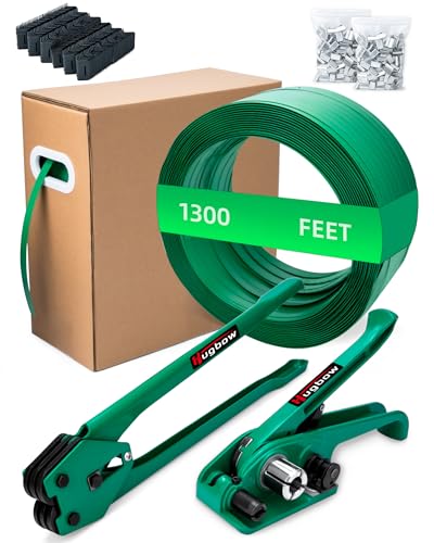 Hugbow Stripe Umreifungs-Set, robustes Palettenverpackungsset mit PET-Umreifungsrolle > 680,4 kg 5/8" x 1300 pi, 300 Metalldichtungen, 100 Eckenschutz, Umreifungsspanner Werkzeug Hugbow Stripe Umreifungs-Set, robustes Palettenverpackungsset mit PET-Umreifungsrolle > 680,4 kg 5/8" x 1300 pi, 300 Metalldichtungen, 100 Eckenschutz, Umreifungsspanner Werkzeug von Hugbow
