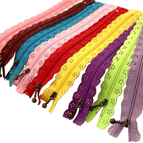 HugeStore 20cm Spitze Reißverschlüsse Nylon Zippers Reißverschluss Für Bekleidung und Handwerk 10 STK von HugeStore