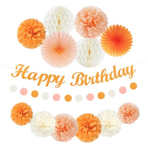Orange Hippie Geburtstagsparty-Dekorationen Papierblumen – 14 Stück Happy Banner Herbst Wabenpapier Pompons, Boho Luftschlangen Girlande Fans, Sweet Peach Groovy Sunset Groovy Hanging Supplies Decor Orange Hippie Geburtstagsparty-Dekorationen Papierblumen – 14 Stück Happy Banner Herbst Wabenpapier Pompons, Boho Luftschlangen Girlande Fans, Sweet Peach Groovy Sunset Groovy Hanging Supplies Decor von Hugfond