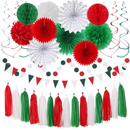 Weihnachtsparty-Dekorationen – 33 Banner, Mexiko-Italien, Luftschlangen, Quasten-Girlande, Seidenpapier, Wabenmuster, Papierlaternenfächer, mexikanisch, italienisch, Geburtstag, Hochzeit, Babyparty, Weihnachtsparty-Dekorationen – 33 Banner, Mexiko-Italien, Luftschlangen, Quasten-Girlande, Seidenpapier, Wabenmuster, Papierlaternenfächer, mexikanisch, italienisch, Geburtstag, Hochzeit, Babyparty, von Hugtmr