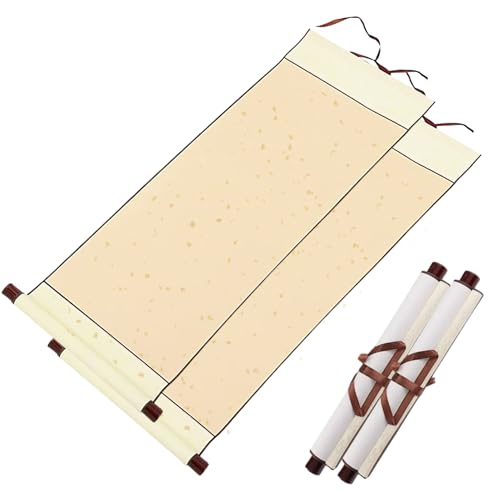 Hugwish 2pcs Chinesische Schriftrolle Kalligraphie Leere Hängende 80x30cm, Schriftrolle Reispapier für Chinesische Kalligrafie Malerei (golden) von Hugwish