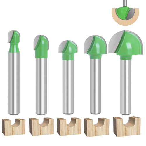Hugwish 5 Fräser für Oberfräsen, Rundfräser 6 mm, Fräser mit rundem Boden, Holzfräser, Hohlkehlfräser, Kugelkopffräser Holz 6mm / 8mm /10mm / 12mm / 18mm Hugwish 5 Fräser für Oberfräsen, Rundfräser 6 mm, Fräser mit rundem Boden, Holzfräser, Hohlkehlfräser, Kugelkopffräser Holz 6mm / 8mm /10mm / 12mm / 18mm von Hugwish