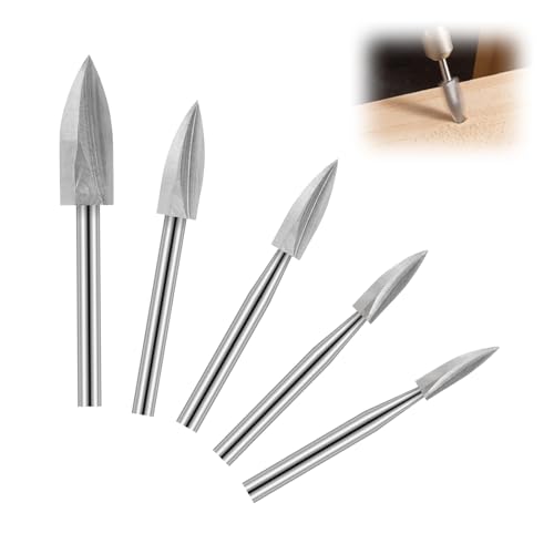 Hugwish 5 Stück gravierbohrer holz für Dremel Rotationswerkzeuge Zubehör, 3mm Schaft für Holz Schnitzen, Bohren Hugwish 5 Stück gravierbohrer holz für Dremel Rotationswerkzeuge Zubehör, 3mm Schaft für Holz Schnitzen, Bohren von Hugwish