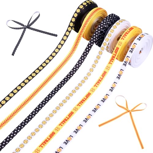 6 Rollen Baseballband,Baseball Softballband,Bastelband,DIY Band Geschenkband,Sportband Ballbänder, für Sportthema und Schuldekorationen party Dekor,DIY Basteln,Geschenkverpackung Zubehör von HuhWafee