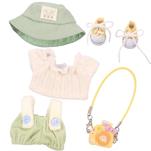 La-bu Puppenkleidung,Elastisch DIY Outfit Set,5 Stück Weiches Plüschtier Bekleidungund Zubehör,15/17 cm Große Kleidung für Labu Puppe Kleidung ,Kamera,Schuhe,Mütze(Puppen Nicht Enthalten)(grün) La-bu Puppenkleidung,Elastisch DIY Outfit Set,5 Stück Weiches Plüschtier Bekleidungund Zubehör,15/17 cm Große Kleidung für Labu Puppe Kleidung ,Kamera,Schuhe,Mütze(Puppen Nicht Enthalten)(grün) von HuhWafee