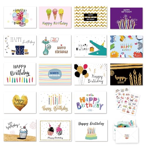 Geburtstagskarte 18 Premium Geburtstagskarten Set mit Umschlag, Happy Birthday Karte Geburtstag, Klappkarten Glückwunschkarte Geburtstag, Geburtstagskarte Frau Geburtstagskarte Mann(B) von Huifengjie