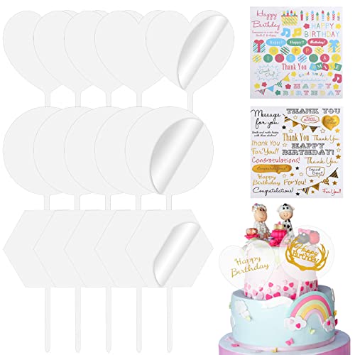 Acryl Kuchen Topper Tortenstecker, 15 Stk Cake Topper Drei Formen Acryl Cake Topper Blanko DIY Kuchen Dekoration Klare Acryl-Kuchenaufsätze Party Geburtstag Hochzeit Taufe firmung tortendeko von Huiguli