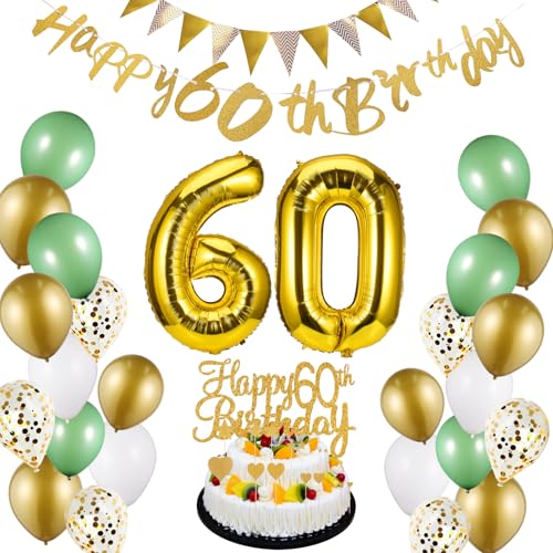 Huiguli 60 Geburtstag Deko Mann Frau, Luftballon 60 Geburtstag Grün Gold mit Folienballon Zahl 60, 60 Geburtstag Männer Frauen Deko für 60 Geburtstag Party Dekorationen Huiguli 60 Geburtstag Deko Mann Frau, Luftballon 60 Geburtstag Grün Gold mit Folienballon Zahl 60, 60 Geburtstag Männer Frauen Deko für 60 Geburtstag Party Dekorationen von Huiguli