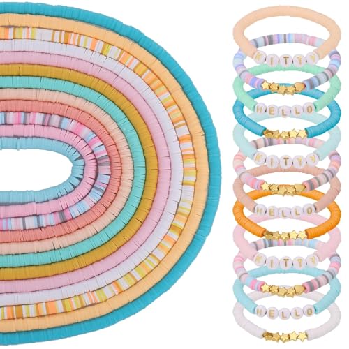 Huiguli Perlen zum Auffädeln, 4200 Stück Heishi Perlen, Bunt Clay Beads Set, 6mm Flache Clay Perlen für Armbände, Schmuck Selber Machen Set für Kinder Erwachsene Huiguli Perlen zum Auffädeln, 4200 Stück Heishi Perlen, Bunt Clay Beads Set, 6mm Flache Clay Perlen für Armbände, Schmuck Selber Machen Set für Kinder Erwachsene von Huiguli