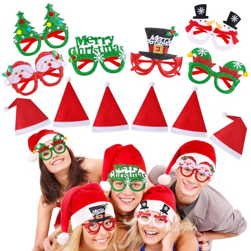 Huiguli Weihnachten Dekoration, 6 Stück Weihnachtsbrillen & 6 Stück Weihnachtsmütze, Lustige Weihnachtsfeier Brille, Weich Nikolausmütze Unisex, Weihnachten Geschenke für Kinder Freunde Familien Huiguli Weihnachten Dekoration, 6 Stück Weihnachtsbrillen & 6 Stück Weihnachtsmütze, Lustige Weihnachtsfeier Brille, Weich Nikolausmütze Unisex, Weihnachten Geschenke für Kinder Freunde Familien von Huiguli