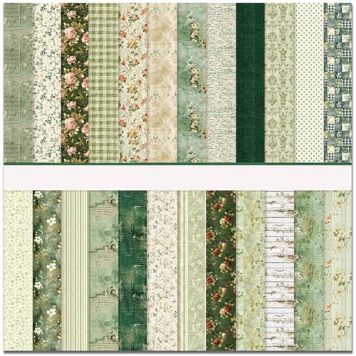 Scrapbook-Papier, 24 Blatt, Decoupage-Papier, grün, viktorianischer Stil, Scrapbooking-Papier, gemustertes Papier für Scrapbooking, Kunst, Handwerk, Kartenherstellung, Journaling-Zubehör Scrapbook-Papier, 24 Blatt, Decoupage-Papier, grün, viktorianischer Stil, Scrapbooking-Papier, gemustertes Papier für Scrapbooking, Kunst, Handwerk, Kartenherstellung, Journaling-Zubehör von Huipalon