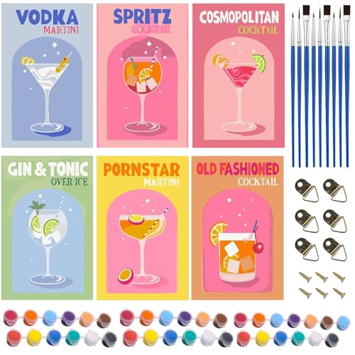 Huiyuenuo 6 Stück Malen Nach Zahlen Cocktail, Malen-Nach-Zahlen-Weingläser-Set, Malen Nach Zahlen Erwachsene, mit Pinsel und Acrylfarben, DIY Handgemalt Acrylic Öl Leinwand, für Home Decor. Huiyuenuo 6 Stück Malen Nach Zahlen Cocktail, Malen-Nach-Zahlen-Weingläser-Set, Malen Nach Zahlen Erwachsene, mit Pinsel und Acrylfarben, DIY Handgemalt Acrylic Öl Leinwand, für Home Decor. von Huiyuenuo