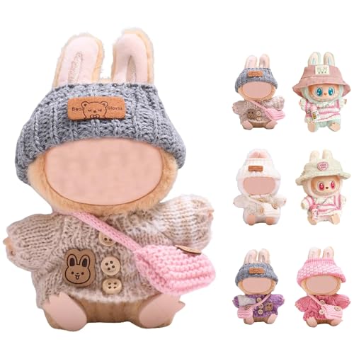 Huiyuenuo Bekleidung für 17cm Labubu Plüsch, Kleidung für Labubu Puppe, Labubu für Puppenkleidung, Niedliche Mini Plüsch Puppen Kleidung Outfit nur Bekleidungs Zubehör, DIY Kinder Geschenke (D) von Huiyuenuo
