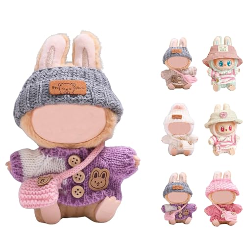 Huiyuenuo Bekleidung für 17cm Labubu Plüsch, Kleidung für Labubu Puppe, Labubu für Puppenkleidung, Niedliche Mini Plüsch Puppen Kleidung Outfit nur Bekleidungs Zubehör, DIY Kinder Geschenke (E) von Huiyuenuo