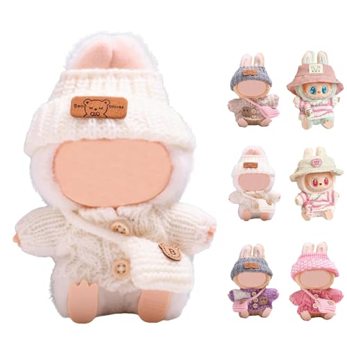 Huiyuenuo Bekleidung für 17cm Labubu Plüsch, Kleidung für Labubu Puppe, Labubu für Puppenkleidung, Niedliche Mini Plüsch Puppen Kleidung Outfit nur Bekleidungs Zubehör, DIY Kinder Geschenke (F) von Huiyuenuo