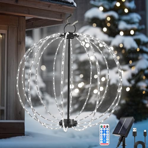 Beleuchtete Faltbare Kugeln Weihnachten Durchmesser 30 cm, Solar Lichter Laternen Aussen mit Remote, 8 Mod Hängende Laternen Lichter, Solar Garten Lampen Für Weihnachten Partys Balkon Hochzeit Dek von Hulaiyaa