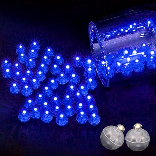 Hulaiyaa LED Ballons Party Lichter, 100 Stück Mini Ballon Lichter Runde, LED Licht Leuchtkugeln für Papier Laternen Hochzeit Blumen Ballon Halloween Weihnachten Geburtstag Klub Dekor(Blau) von Hulaiyaa