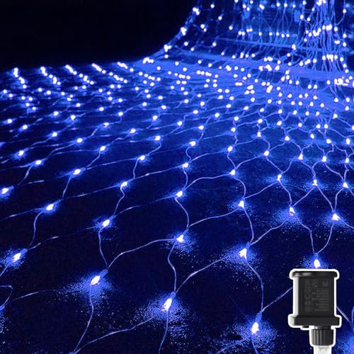 Hulaiyaa Wasserdichte Lichter Kette Netz 192 LEDs, 2 * 3M Lichterkette Netzlicht, 8 Modi Lichternetz Außen fur Weihnachts Büsche Garten, Lichterkette Außen Netz Baum Party Innenräume Dekorationen von Hulaiyaa