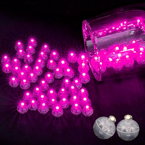 LED Ballons Party Lichter, Hulaiyaa 100 Stück Mini Ballon Lichter Runde, LED Licht Leuchtkugeln für Papier Laternen Hochzeit Blumen Ballon Halloween Weihnachten Geburtstag Klub Dekor(Rosa) von Hulaiyaa