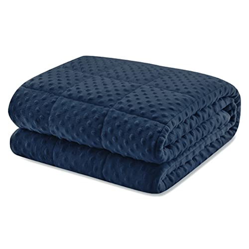 Huloo Sleep Gewichtete Decke Twin 6.8 kg für Erwachsene (121.9 cm × 291.9 cm, Marineblau), weiche Minky gewichtete Überwurfdecke für alle Jahreszeiten, schwere Decke mit hochwertigen Glasperlen von Huloo Sleep