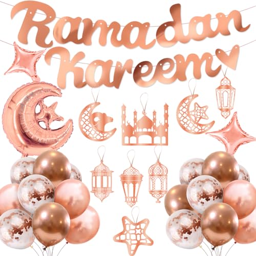Humairc Ramadan Deko FoilenBallon Stern Mond Ramadan Banner Ramadan Girland Ramadan Luftballons Ramadan Dekoration für Ramadan Eid Festival von Humairc